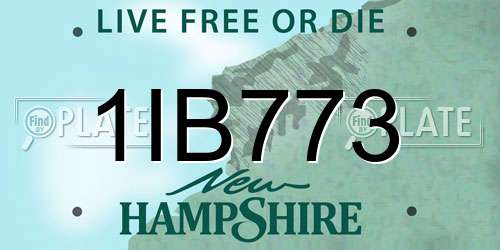 1IB773 New Hampshire License Plate