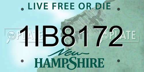 1IB8172 New Hampshire License Plate