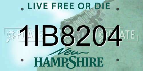 1IB8204 New Hampshire License Plate
