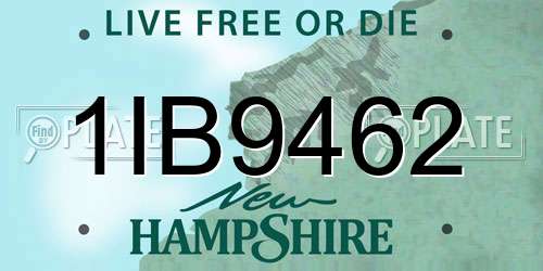 1IB9462 New Hampshire License Plate