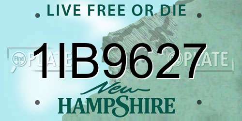 1IB9627 New Hampshire License Plate