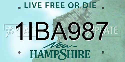 1IBA987 New Hampshire License Plate
