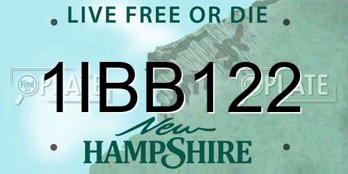 1IBB122 New Hampshire License Plate