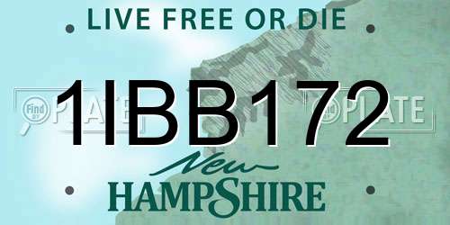 1IBB172 New Hampshire License Plate