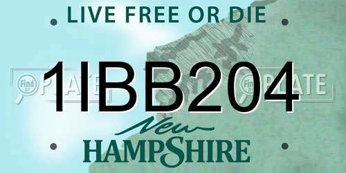 1IBB204 New Hampshire License Plate