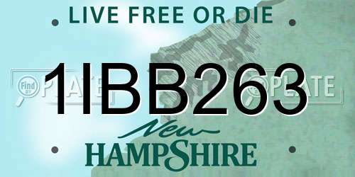 1IBB263 New Hampshire License Plate
