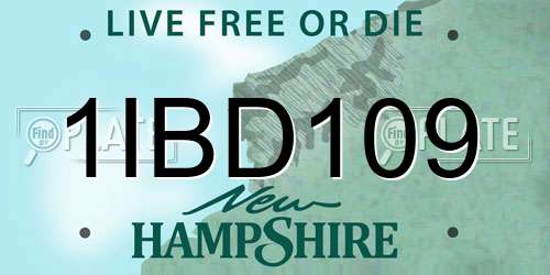 1IBD109 New Hampshire License Plate
