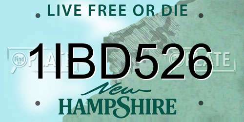 1IBD526 New Hampshire License Plate