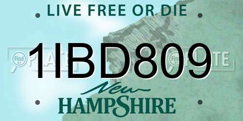 1IBD809 New Hampshire License Plate