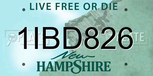 1IBD826 New Hampshire License Plate