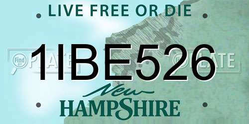 1IBE526 New Hampshire License Plate