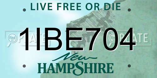 1IBE704 New Hampshire License Plate