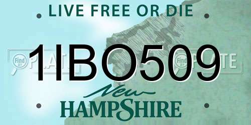 1IBO509 New Hampshire License Plate
