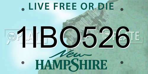 1IBO526 New Hampshire License Plate
