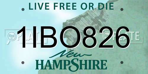 1IBO826 New Hampshire License Plate