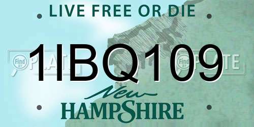 1IBQ109 New Hampshire License Plate