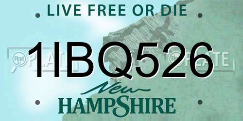 1IBQ526 New Hampshire License Plate