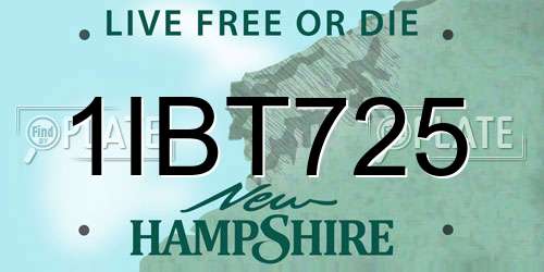 1IBT725 New Hampshire License Plate