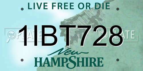 1IBT728 New Hampshire License Plate