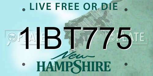 1IBT775 New Hampshire License Plate