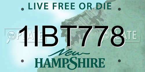 1IBT778 New Hampshire License Plate