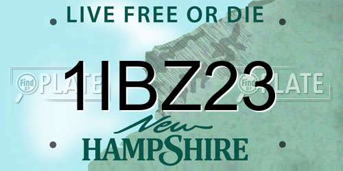 1IBZ23 New Hampshire License Plate