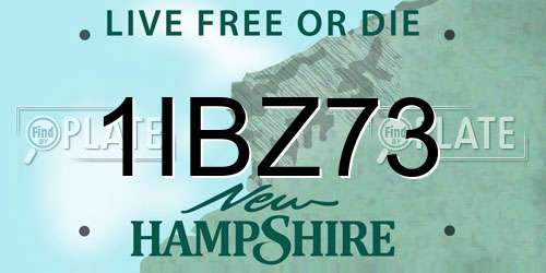 1IBZ73 New Hampshire License Plate