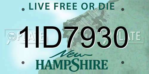 1ID7930 New Hampshire License Plate