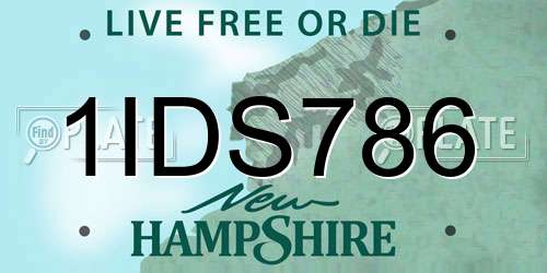 1IDS786 New Hampshire License Plate