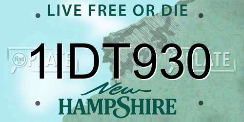 1IDT930 New Hampshire License Plate