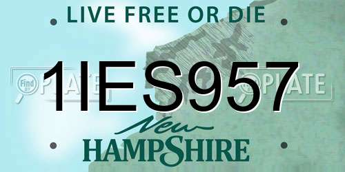 1IES957 New Hampshire License Plate