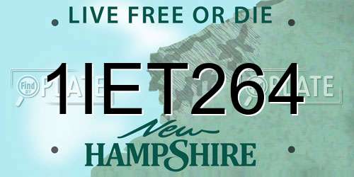 1IET264 New Hampshire License Plate