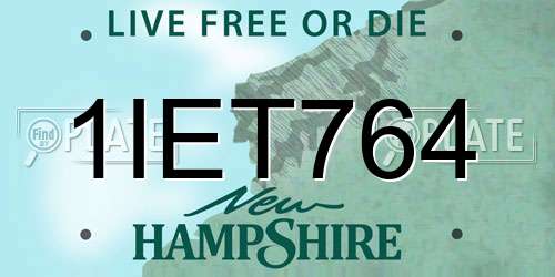 1IET764 New Hampshire License Plate