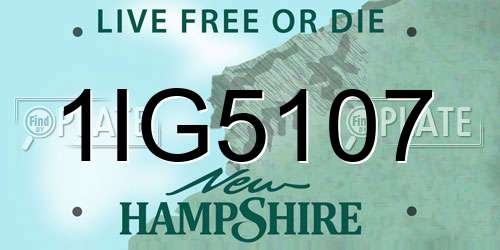 1IG5107 New Hampshire License Plate