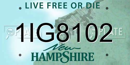 1IG8102 New Hampshire License Plate