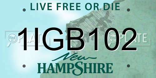 1IGB102 New Hampshire License Plate