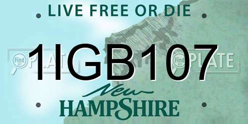 1IGB107 New Hampshire License Plate