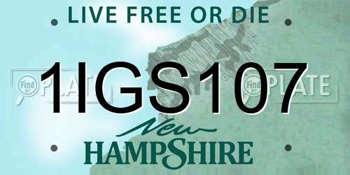 1IGS107 New Hampshire License Plate