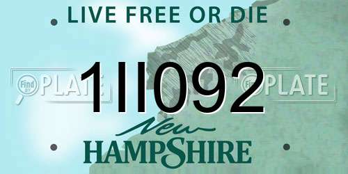 1II092 New Hampshire License Plate