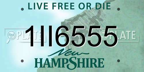 1II6555 New Hampshire License Plate