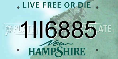 1II6885 New Hampshire License Plate