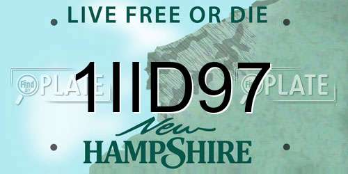 1IID97 New Hampshire License Plate
