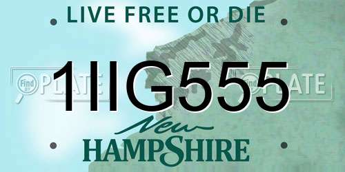 1IIG555 New Hampshire License Plate