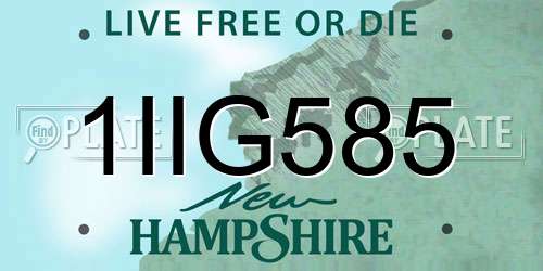 1IIG585 New Hampshire License Plate