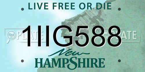 1IIG588 New Hampshire License Plate