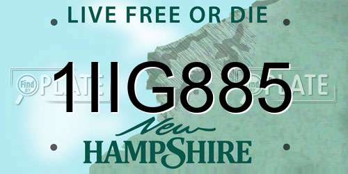 1IIG885 New Hampshire License Plate