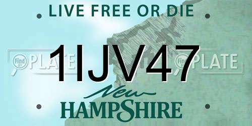 1IJV47 New Hampshire License Plate