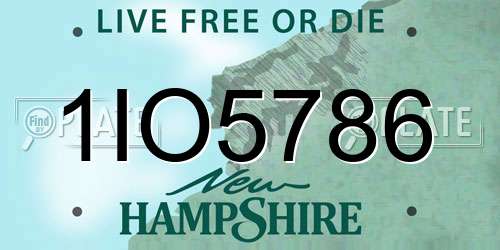1IO5786 New Hampshire License Plate