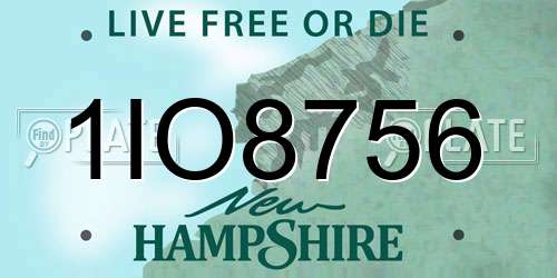 1IO8756 New Hampshire License Plate