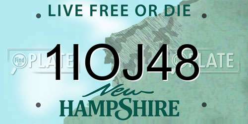 1IOJ48 New Hampshire License Plate